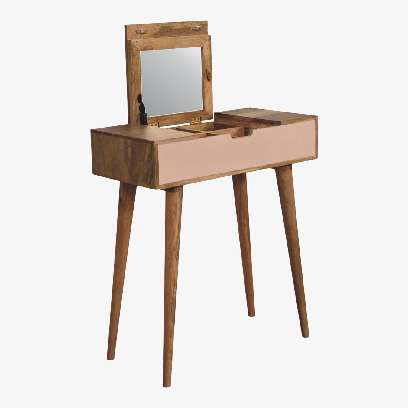 Mini Dressing Table with Foldable Mirror - Blush Pink by Artisan Furniture