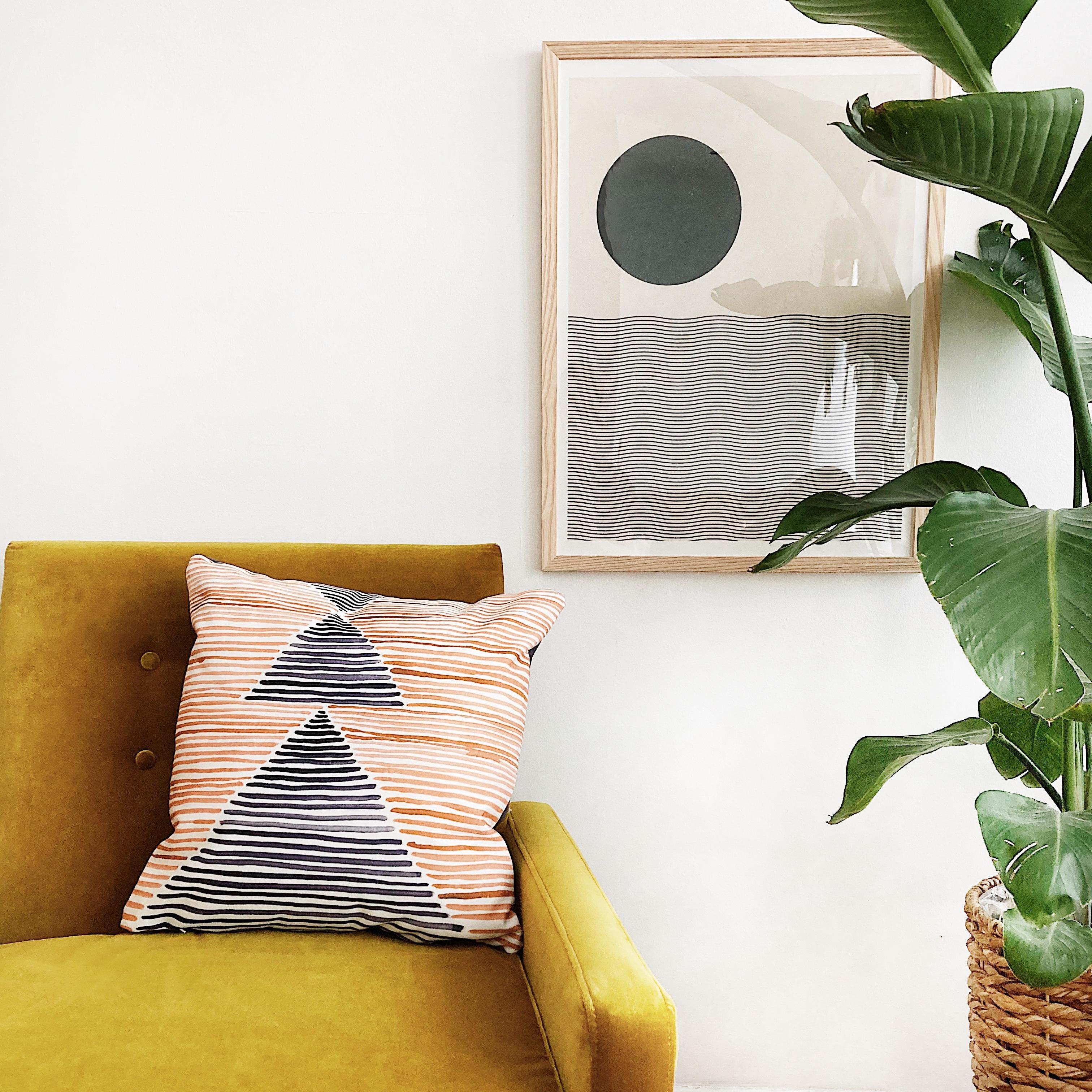 Rosario Watercolor In Burnt Orange Canvas Cushion by Becky Bailey Studio