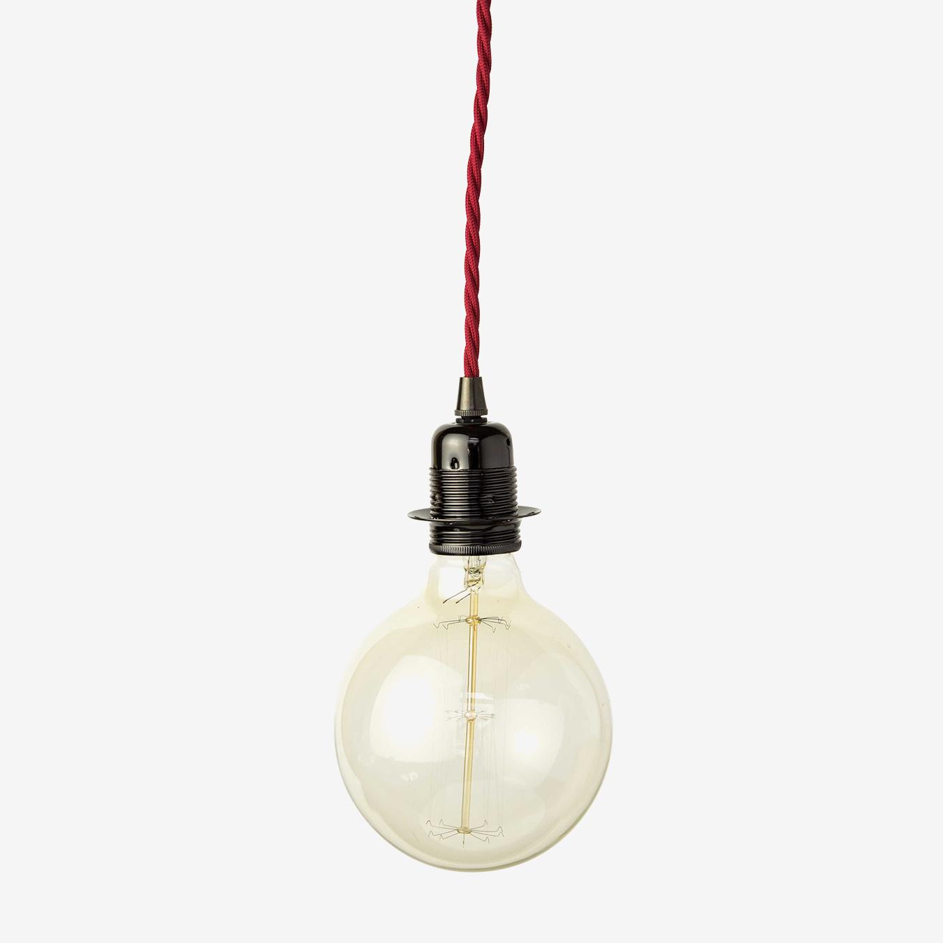 Ceiling Rose Pendant - Burgundy - Black Cable by William & Watson