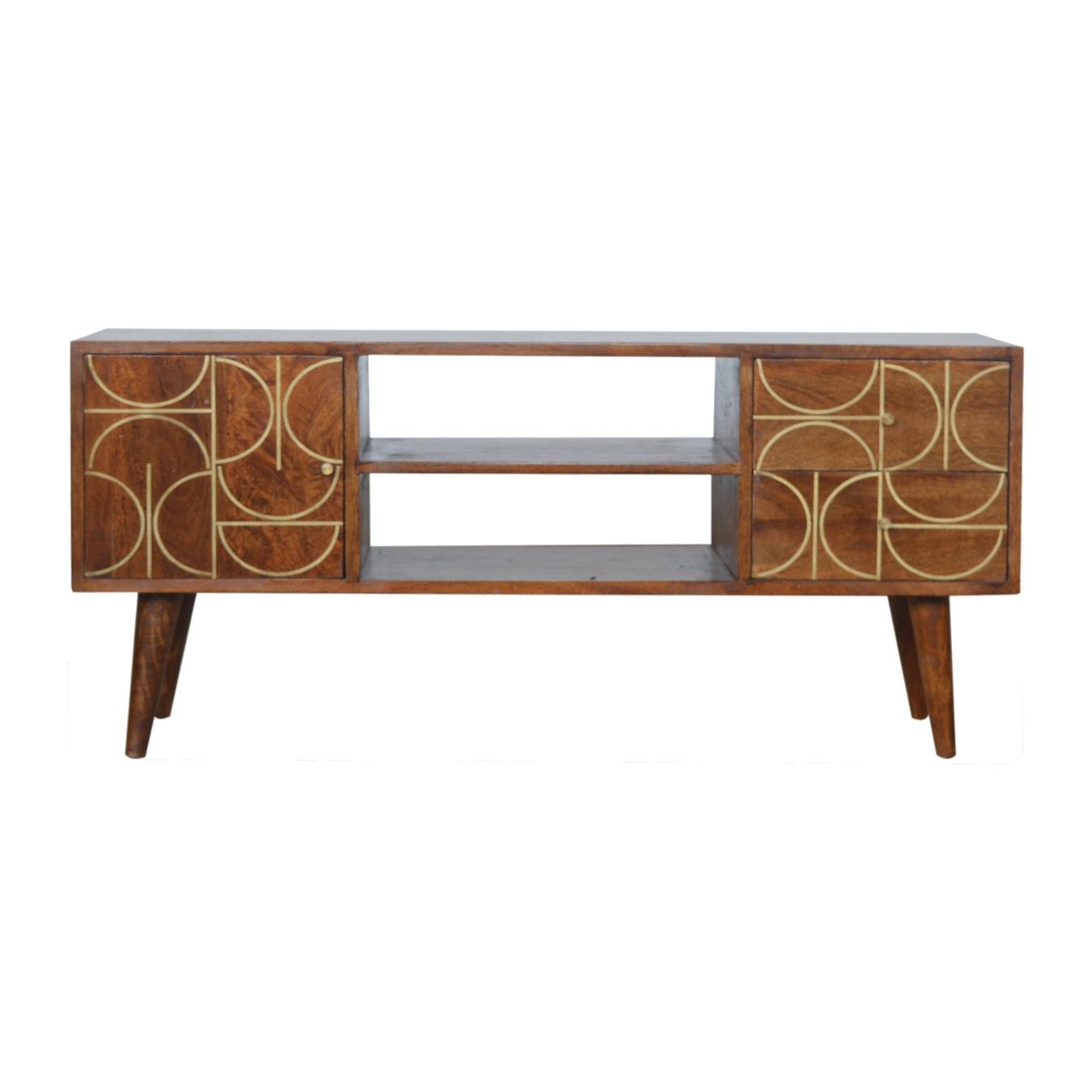 Chestnut Inlay Abstract TV Unit by Artisan Furniture