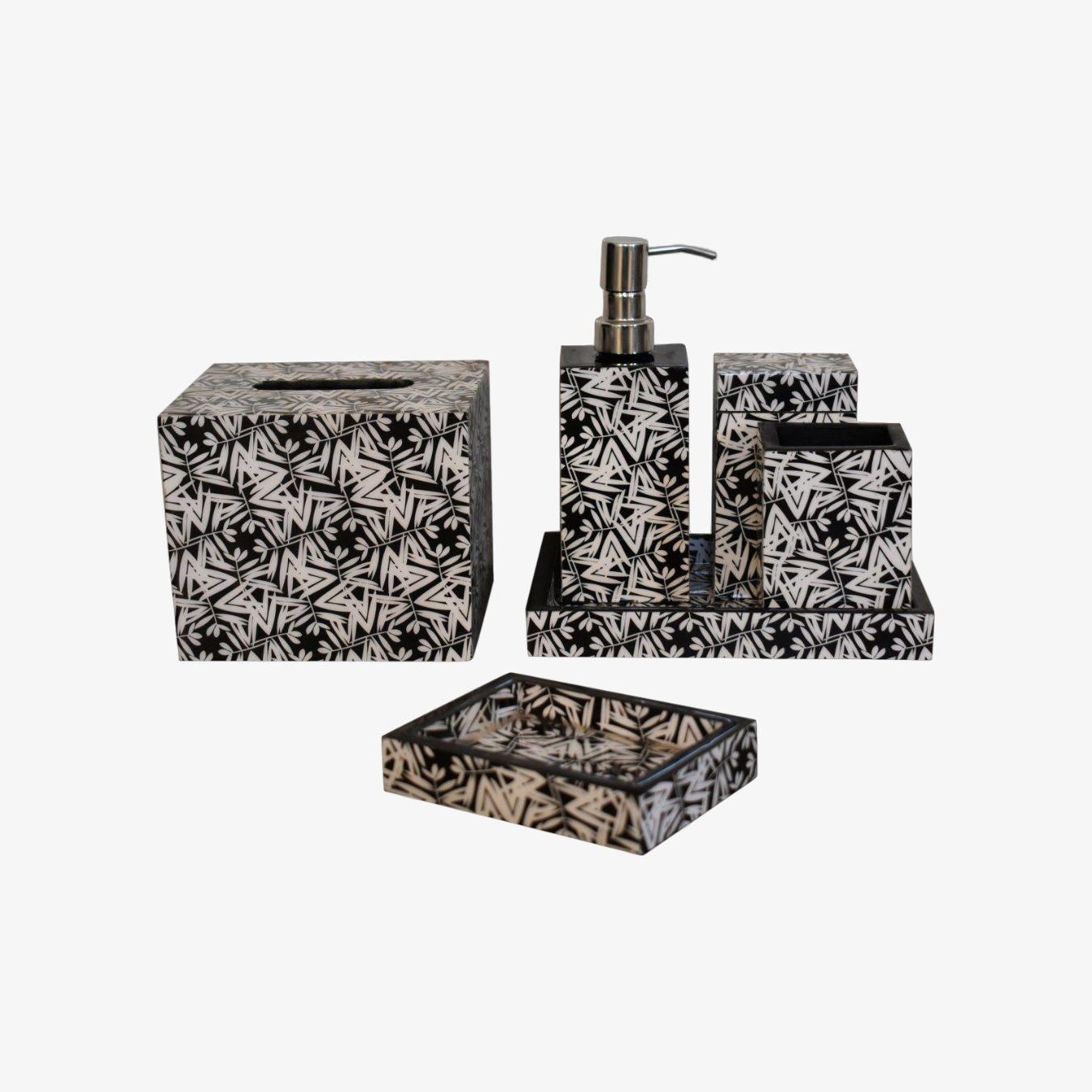 Aztec Printed Mango Wood Bathroom Set - 6-Piece by Artisan Furniture