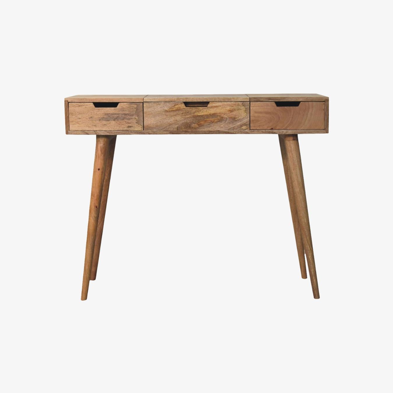 Dressing Table with Foldable Mirror - Oak-ish by Artisan Furniture