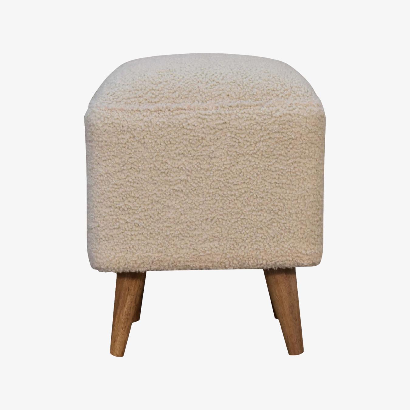 Boucle Cream Squoval Bench by Artisan Furniture