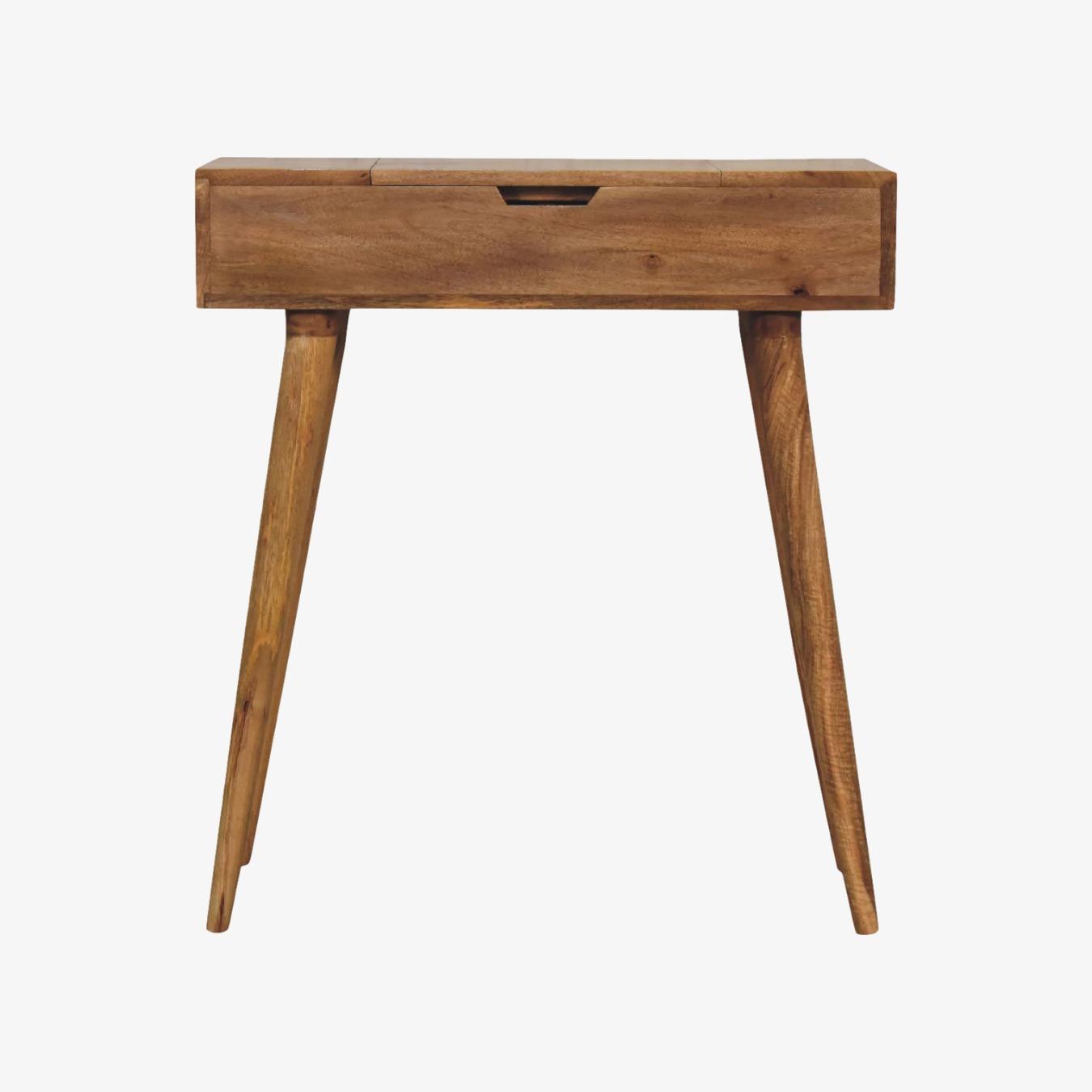 Mini Oak-Ish Dressing Table With Foldable Mirror by Artisan Furniture