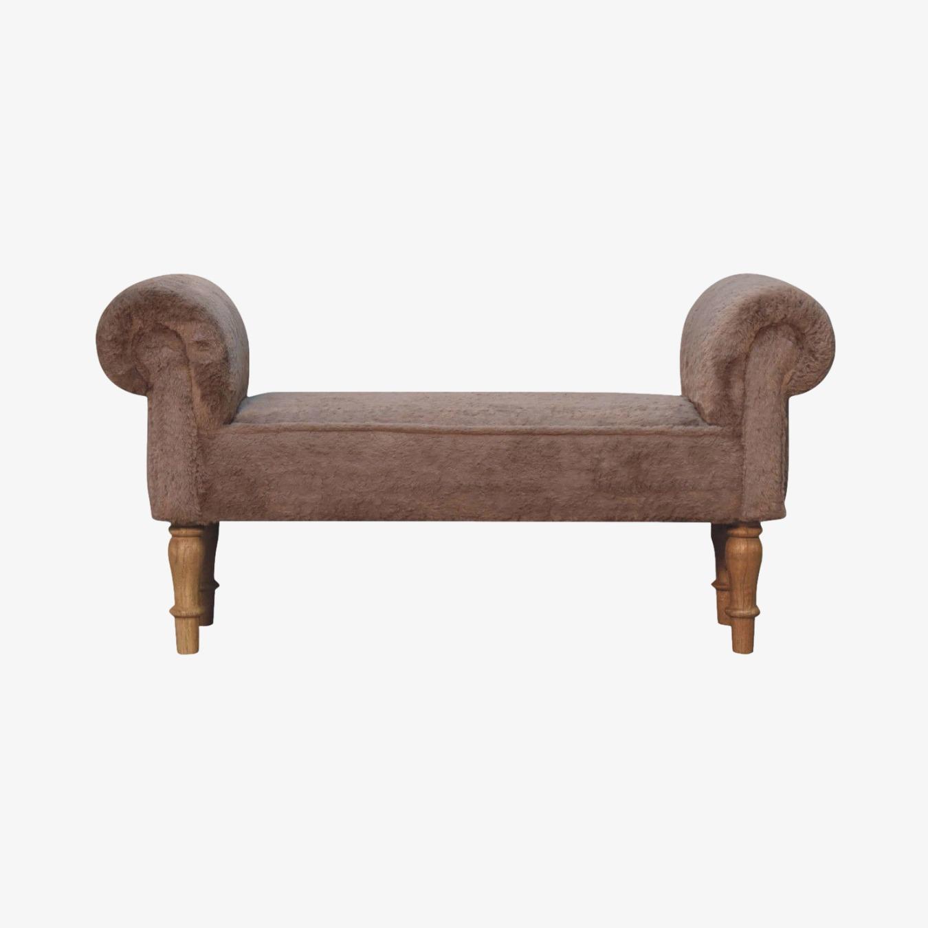 Mocha Faux Fur Bedroom Bench by Artisan Furniture