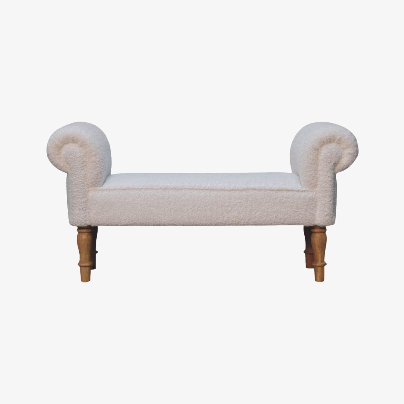 White Boucle Bedroom Bench by Artisan Furniture
