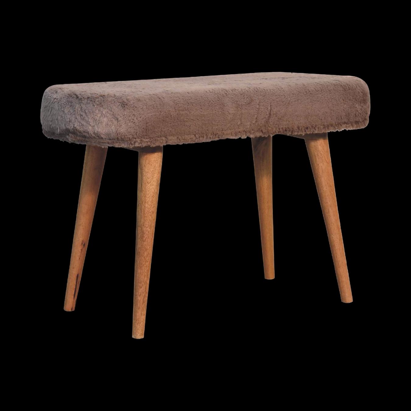 Mocha Faux Fur Fabric Bench by Artisan Furniture
