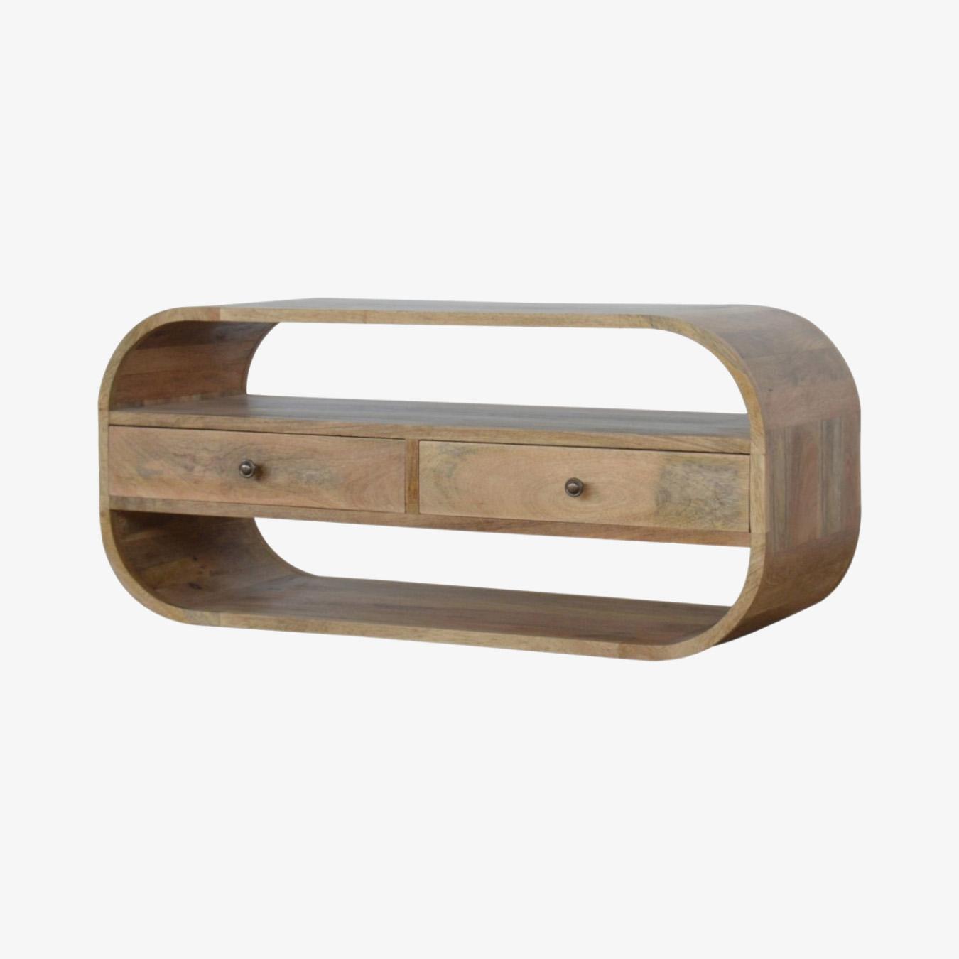 Curved Edge TV Unit with 2 Drawers by Artisan Furniture