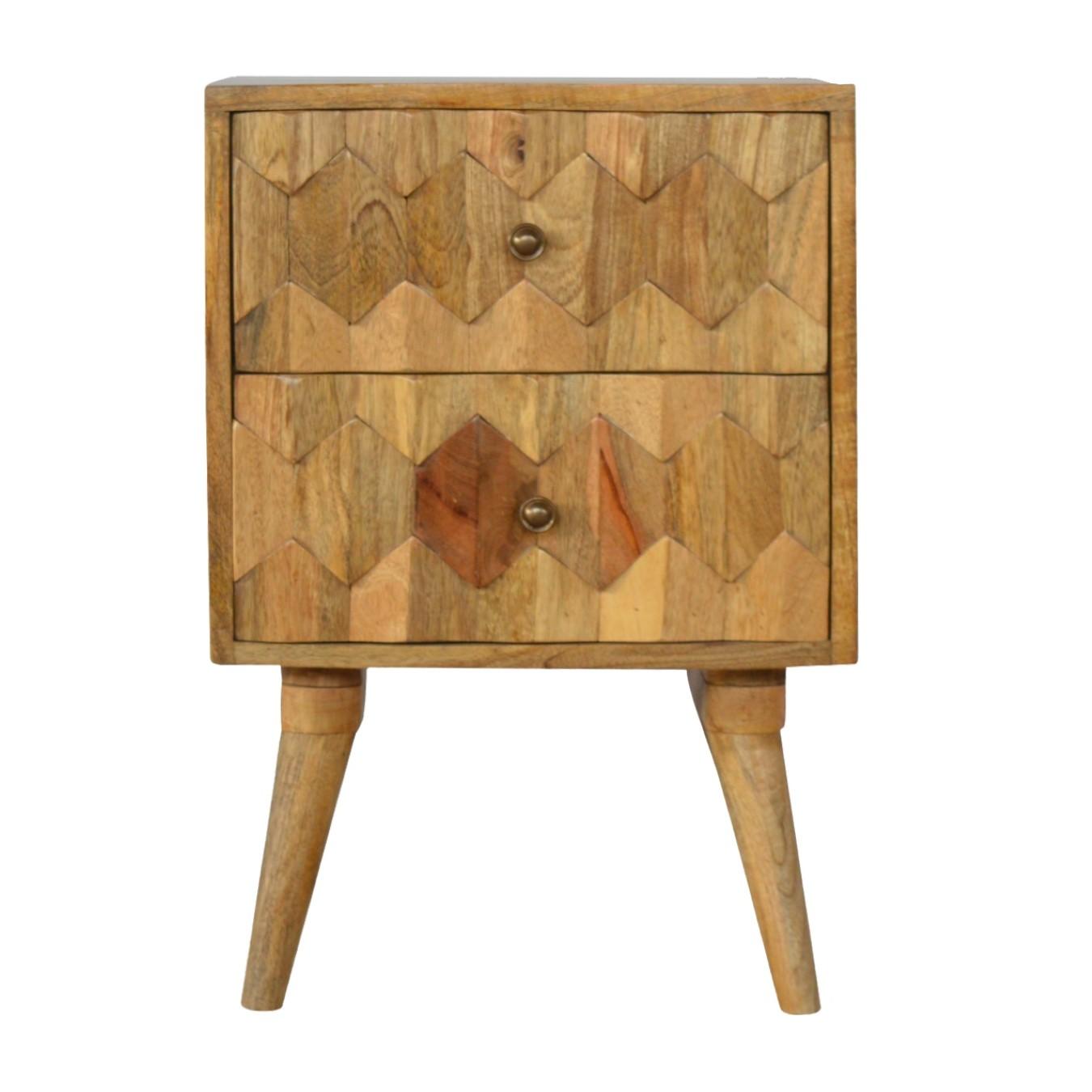 Pineapple Carved Bedside Table W/2 Drawer by Artisan Furniture