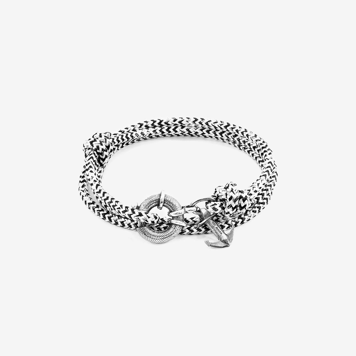 White Noir Clyde Anchor Silver and Rope Bracelet by Anchor & Crew
