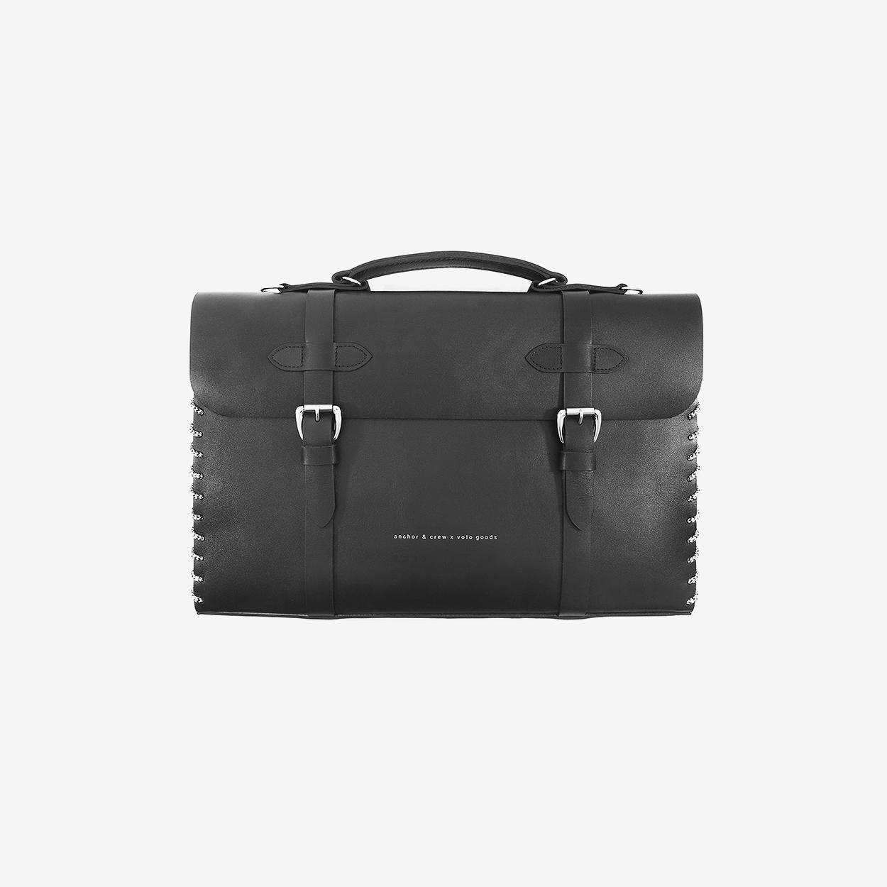 Large Graphite Black Rufford Leather and Rope Briefcase by Anchor & Crew