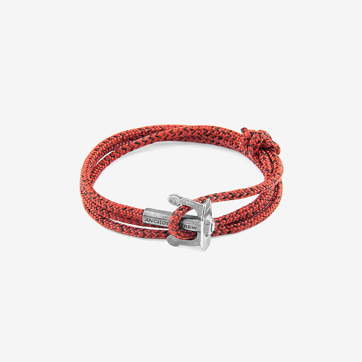 Red Noir Union Anchor Silver and Rope Bracelet by Anchor & Crew