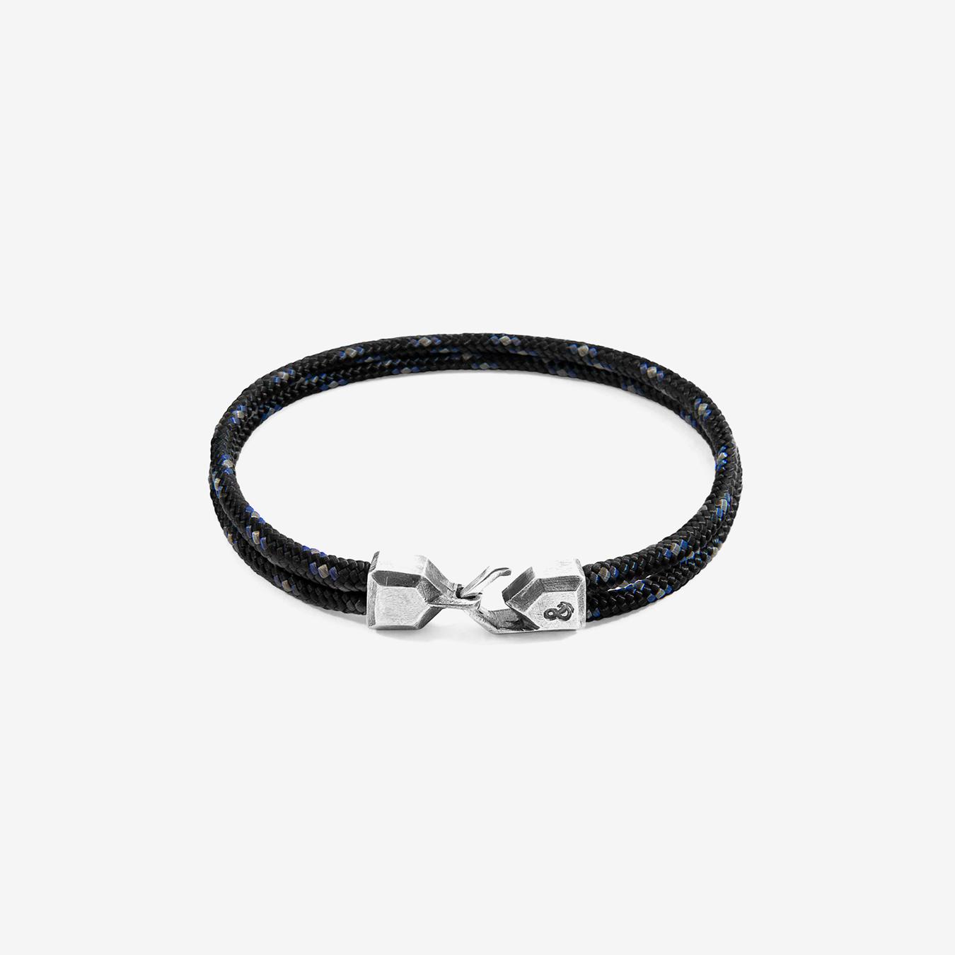 Black Cromer Silver and Rope Bracelet by Anchor & Crew