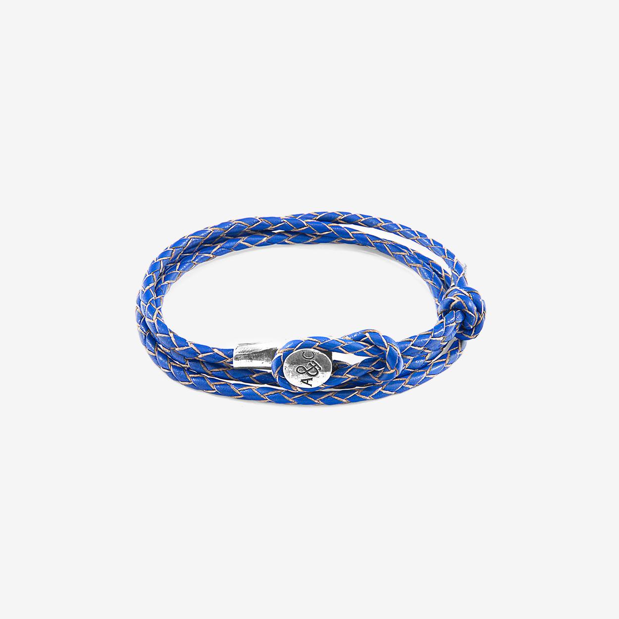 Royal Blue Dundee Silver and Braided Leather Bracelet by Anchor & Crew