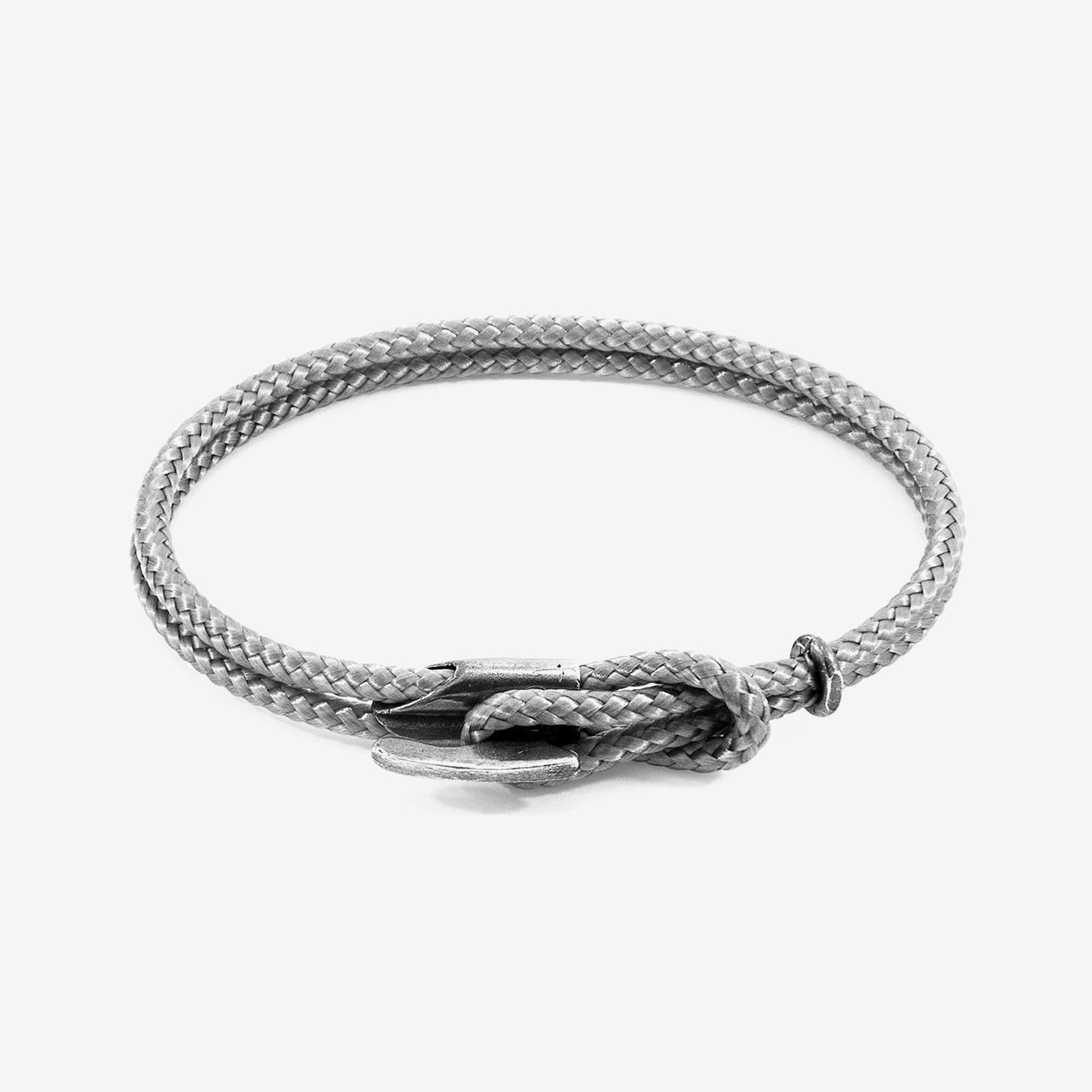 Classic Grey Padstow Silver and Rope Bracelet by Anchor & Crew