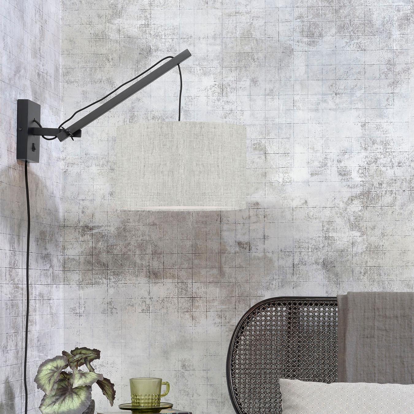 Andes Wall Lamp - Black / Light Linen by Good&Mojo