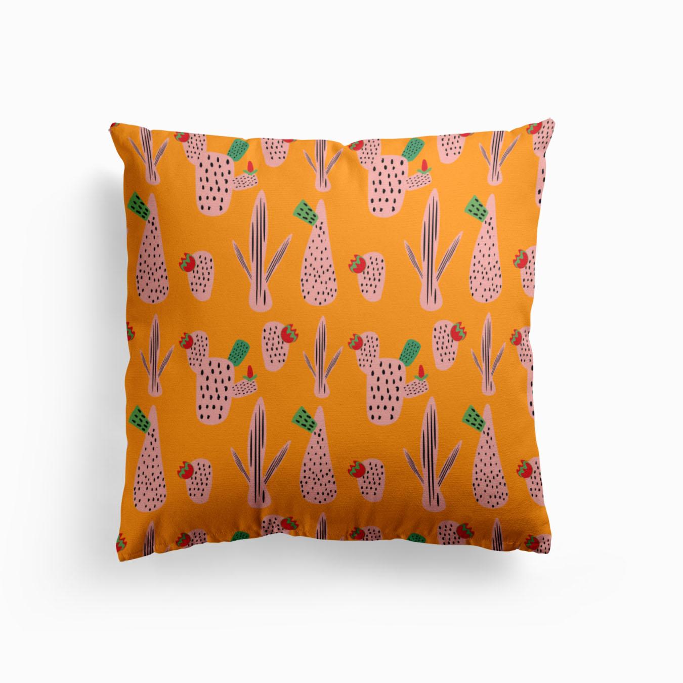 Mid Mod Cactus Yellow Coussin