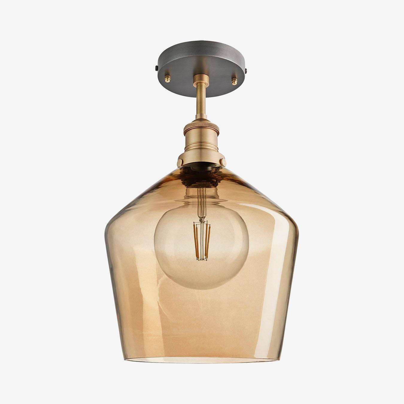Brooklyn Schoolhouse Flush Mount - Amber / Brass by Industville