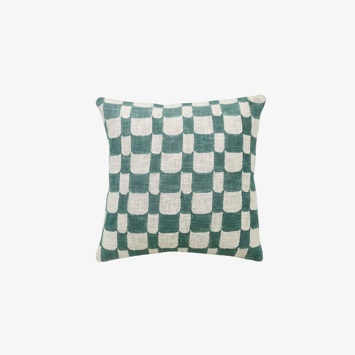 Aaakar Checkered Block Printed Throw Pillow - Blue by Casa Amarosa UK