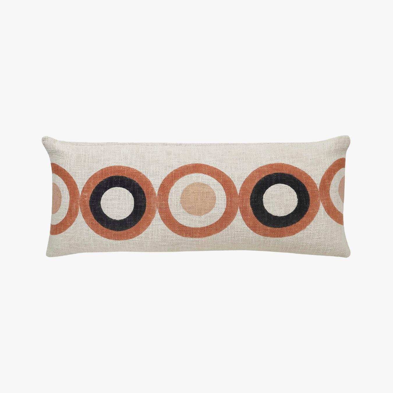 Aakar Circle Block Printed Lumbar Throw Pillow by Casa Amarosa UK