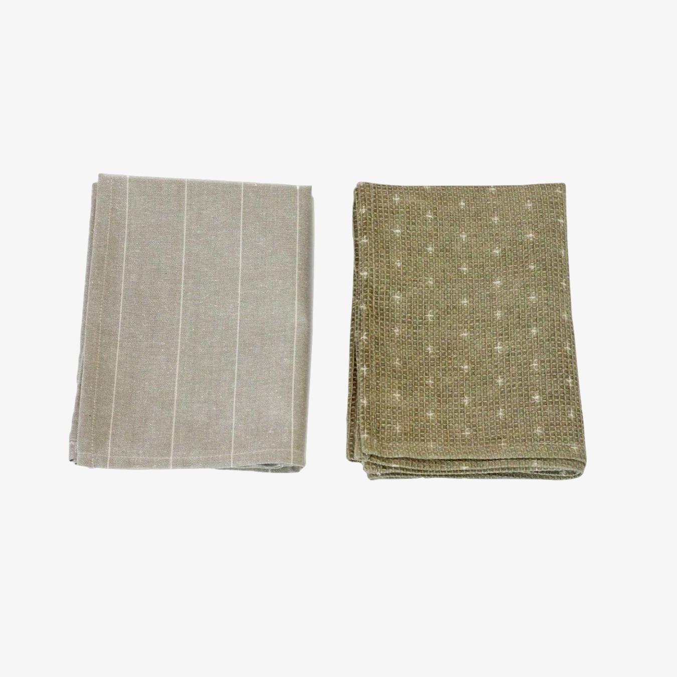 Wild Bee Print Tea Towel Pack - Sage - Set of 2 by Raine & Humble