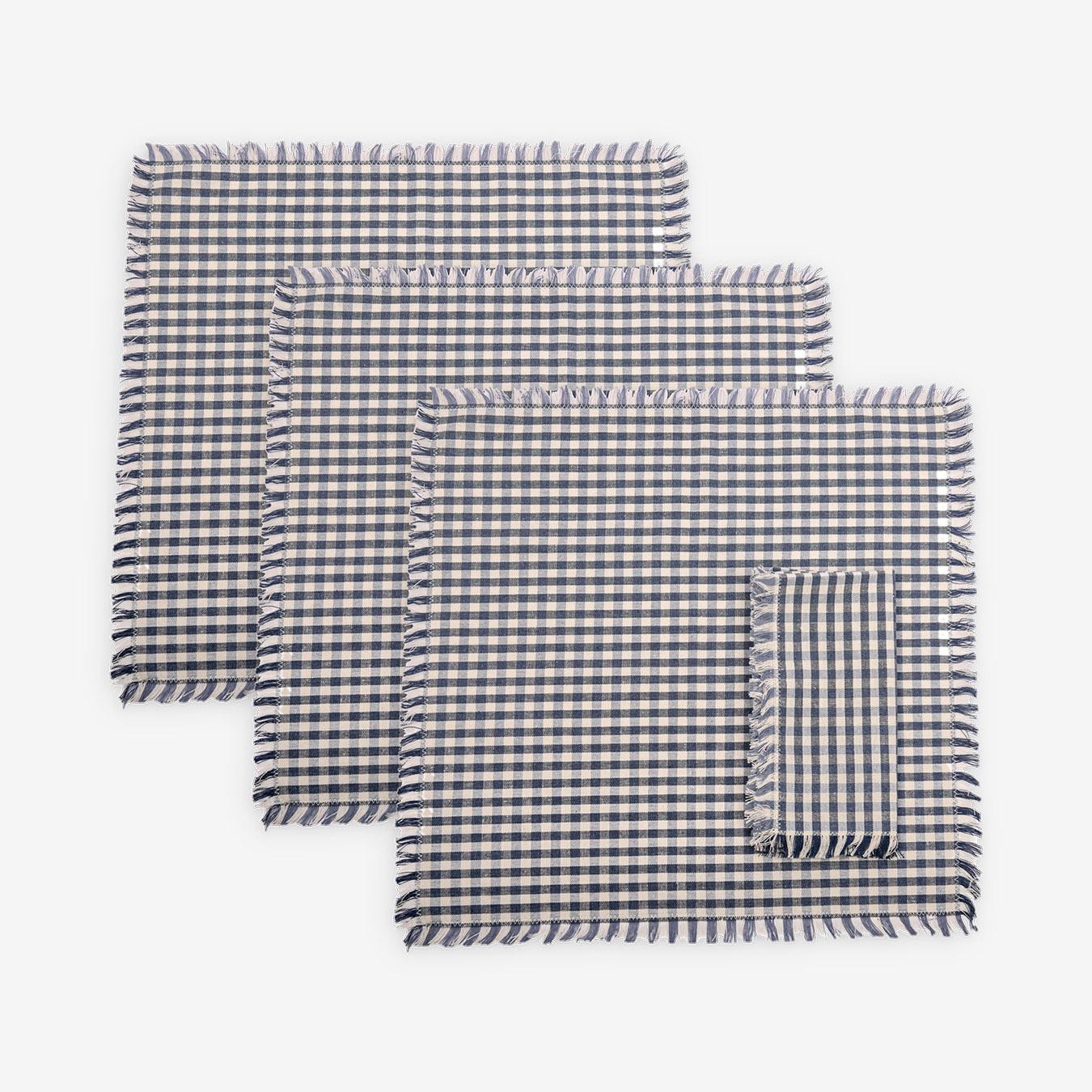 Gingham Napkins - Blueberry - Set of 4 by Raine & Humble