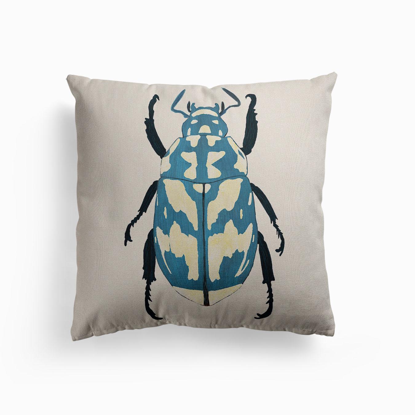 Blue Beetle Canvas Cuscino