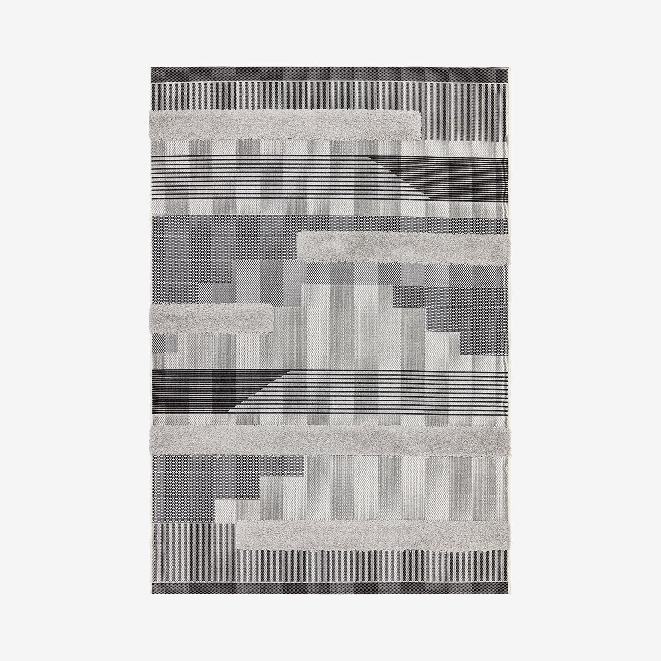 Monty Geometric Area Rug - Indoor / Outdoor - Black / Grey by Asiatic