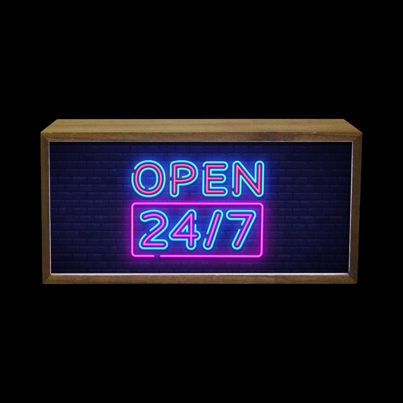 Light Box - Open 247 Neon Sign by Echo Three