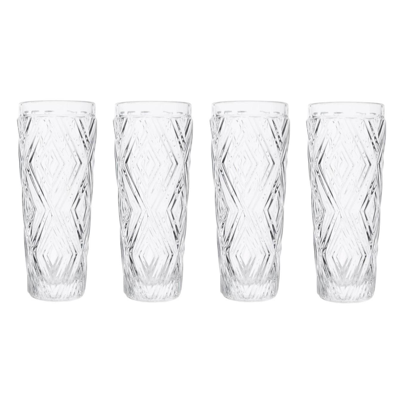 Four Fleur Wine Glasses - Clear by Fifty Five South