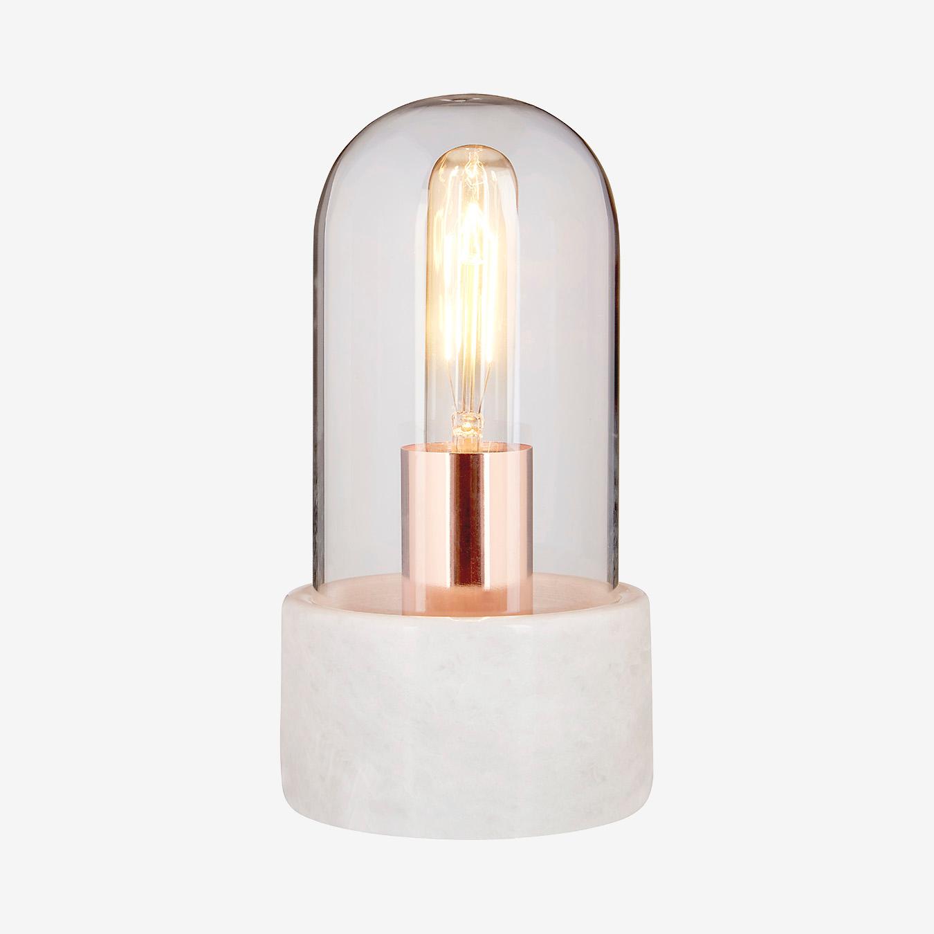 Lamonte Bell Lamp - Clear / White - Glass / Marble by Fifty Five South