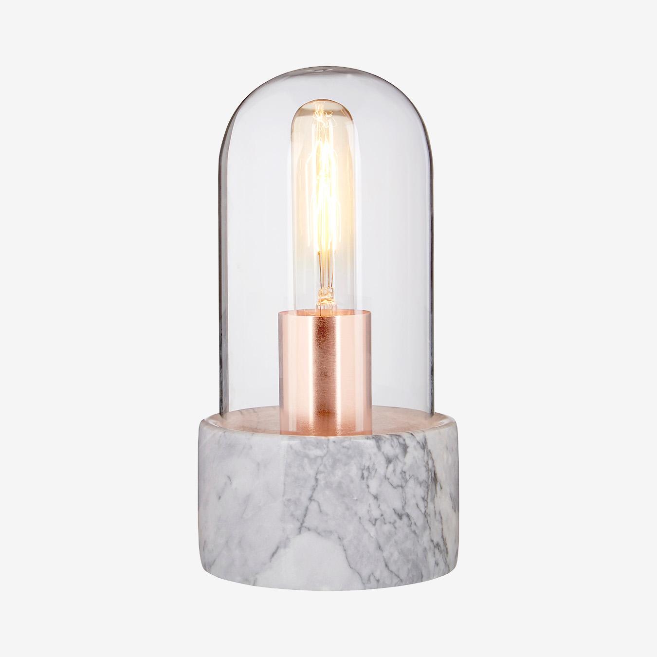 Lamonte Bell Lamp - Clear / Grey - Glass / Marble by Fifty Five South