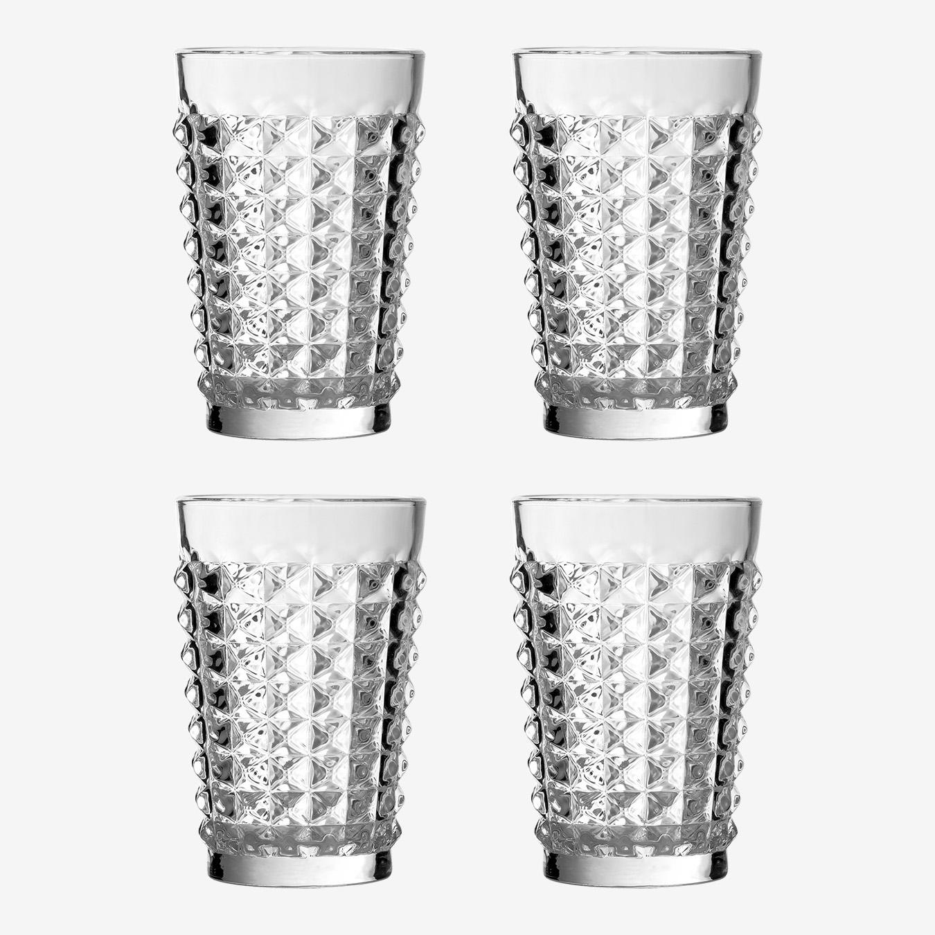 Pyramid Highball Glasses - Clear - Set of 4 by Fifty Five South