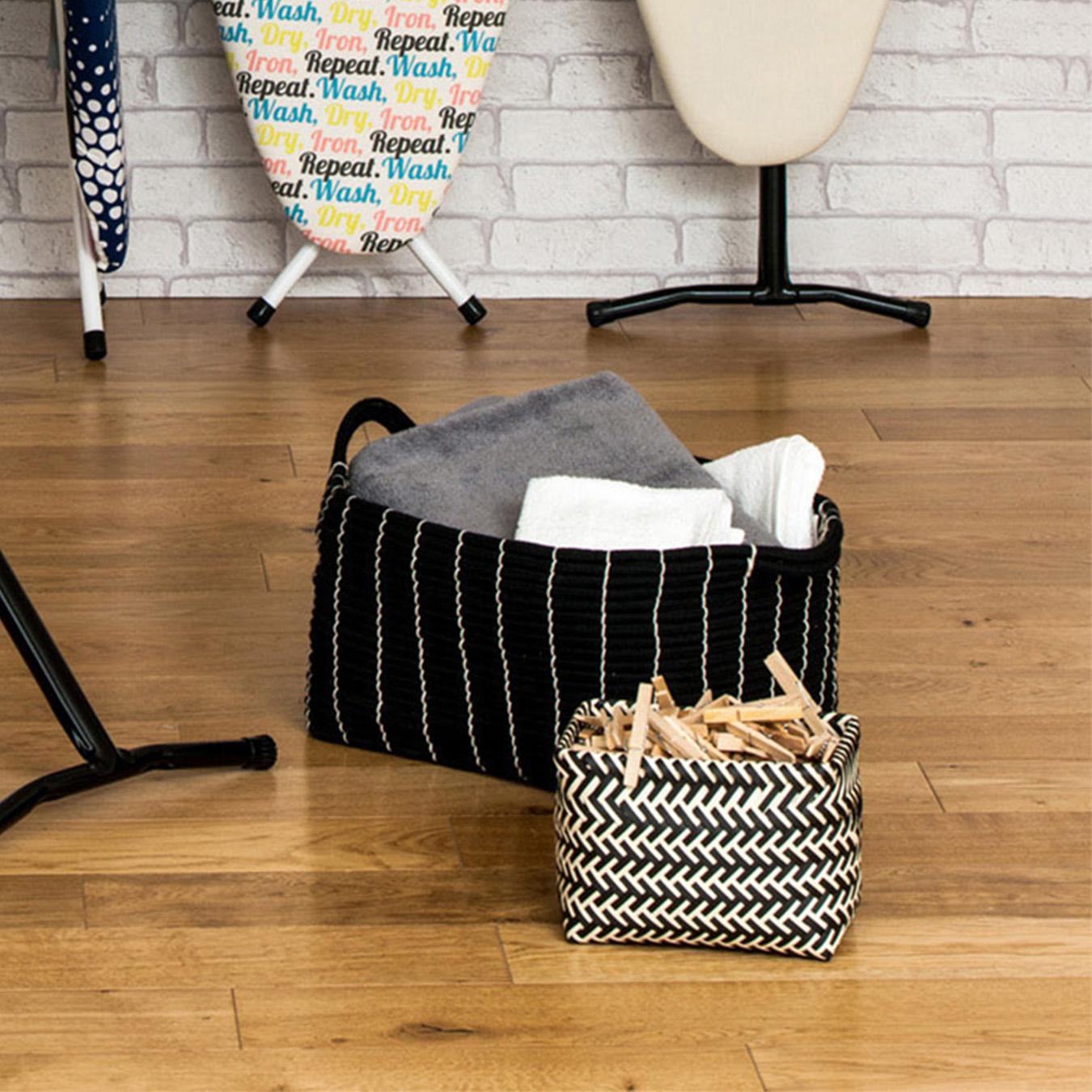 Woven Storage Baskets - Black / White - Set of 5 by Fifty Five South