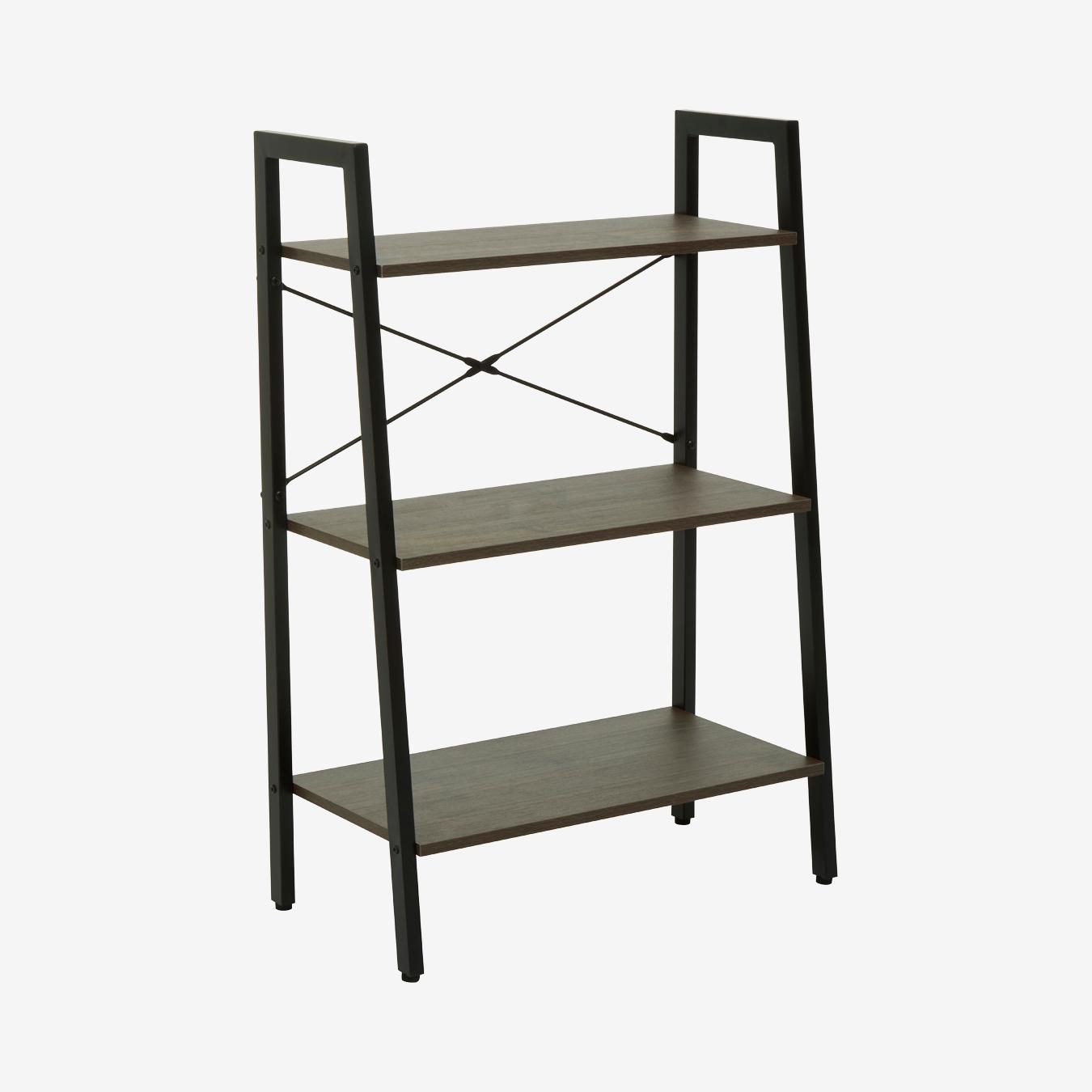 Bradbury 3 Tier Shelves - Dark Oak - Black by Fifty Five South