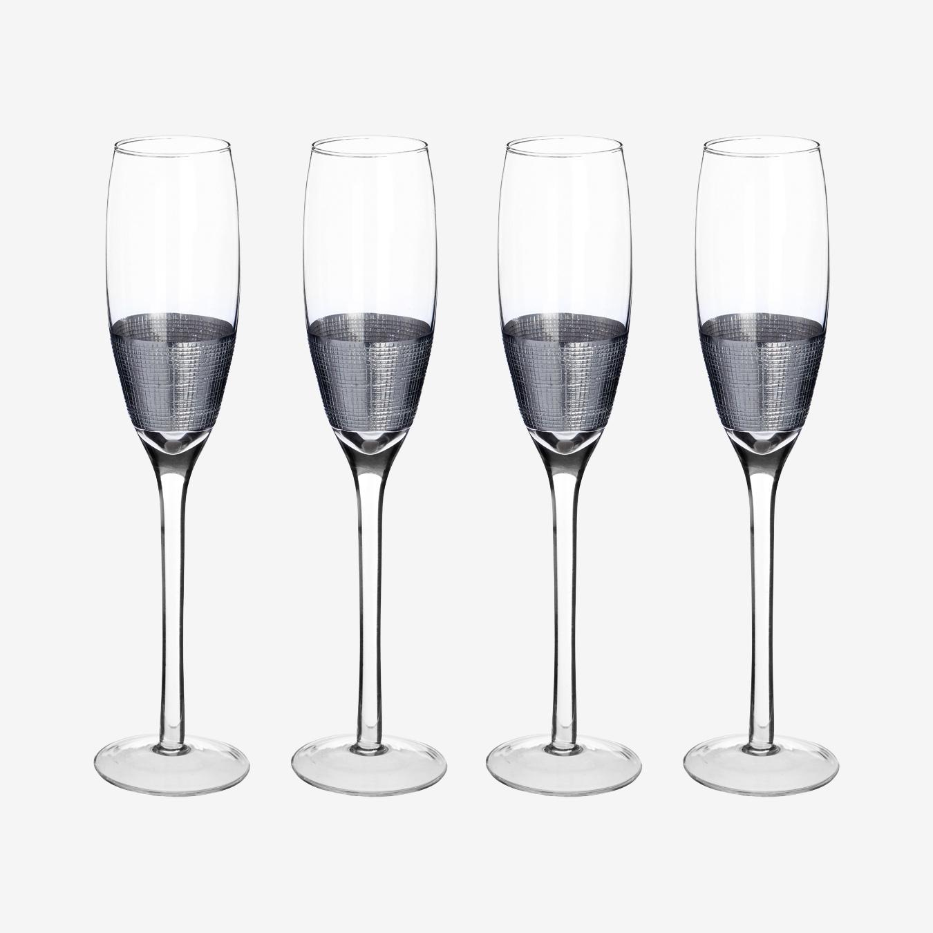 Apollo Champagne Glasses - Silver - Set of 4 by Fifty Five South