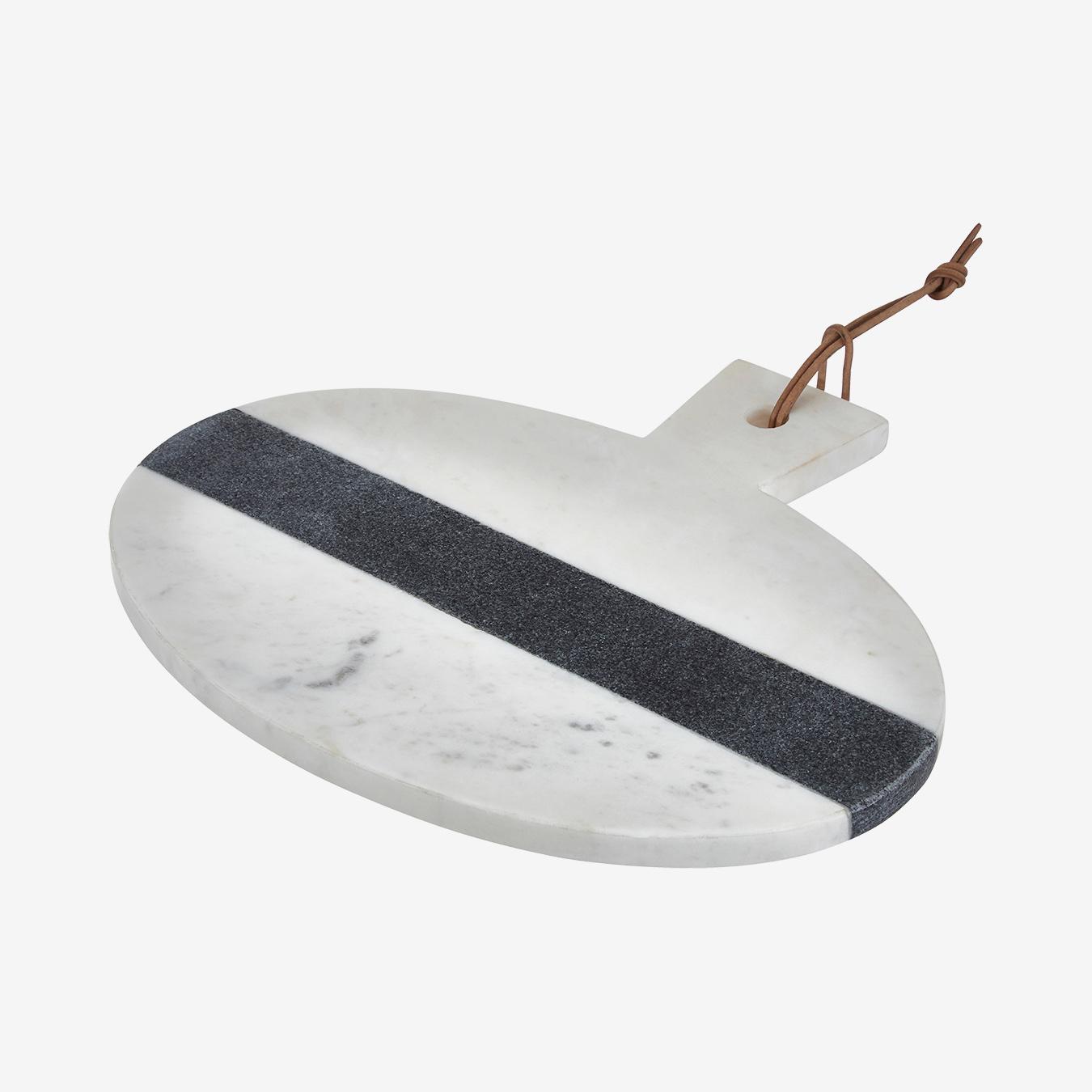 Round Paddle Chopping Board - White / Grey - Marble by Fifty Five South