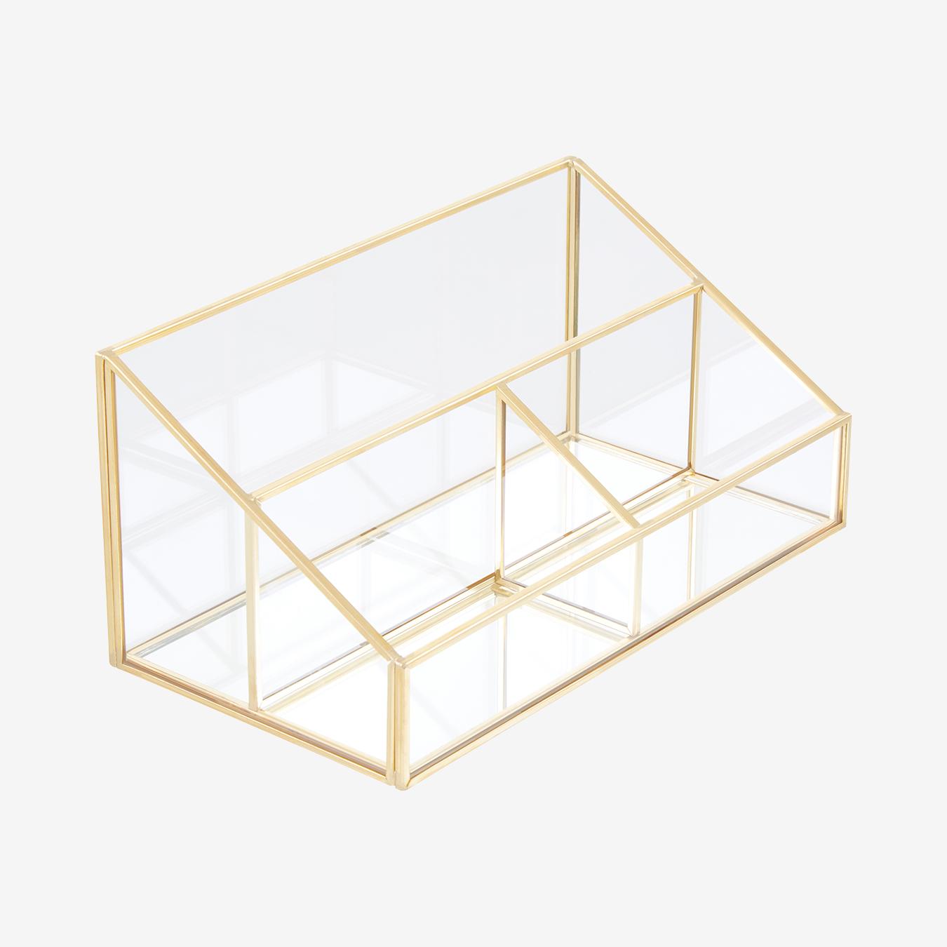 3-Compartment Cosmetics Organiser - Gold / Clear by Fifty Five South