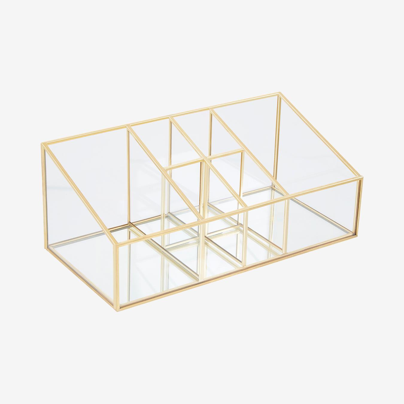 6-Compartment Cosmetics Organiser - Clear / Gold by Fifty Five South