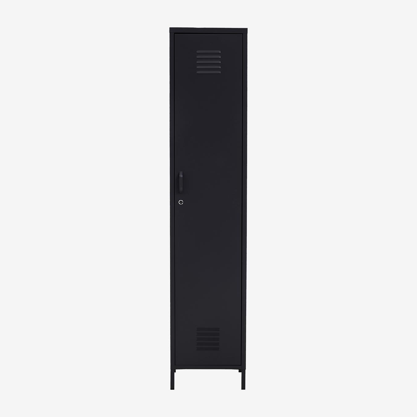 Academy 1-Door Metal Lockable Cabinet - Black Powder Coat by Fifty Five South