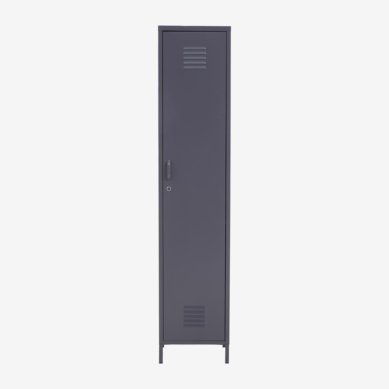 Academy 1-Door Metal Lockable Cabinet - Grey Powder Coat by Fifty Five South