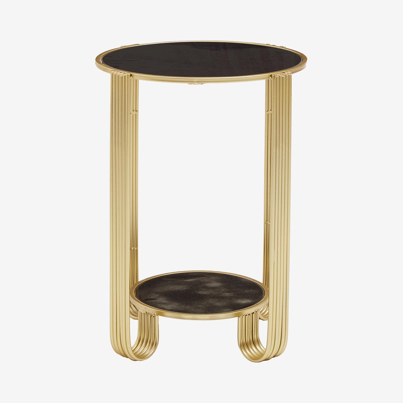 Jolie Round End Table - Black / Gold by Fifty Five South