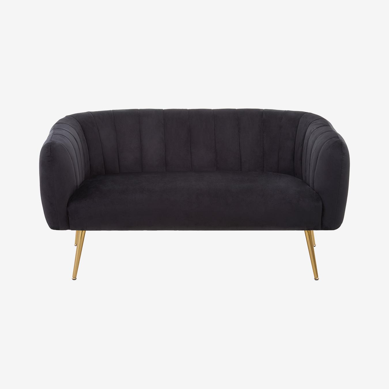 Larissa Velvet 2-Seat Sofa - Black / Brushed Gold by Fifty Five South