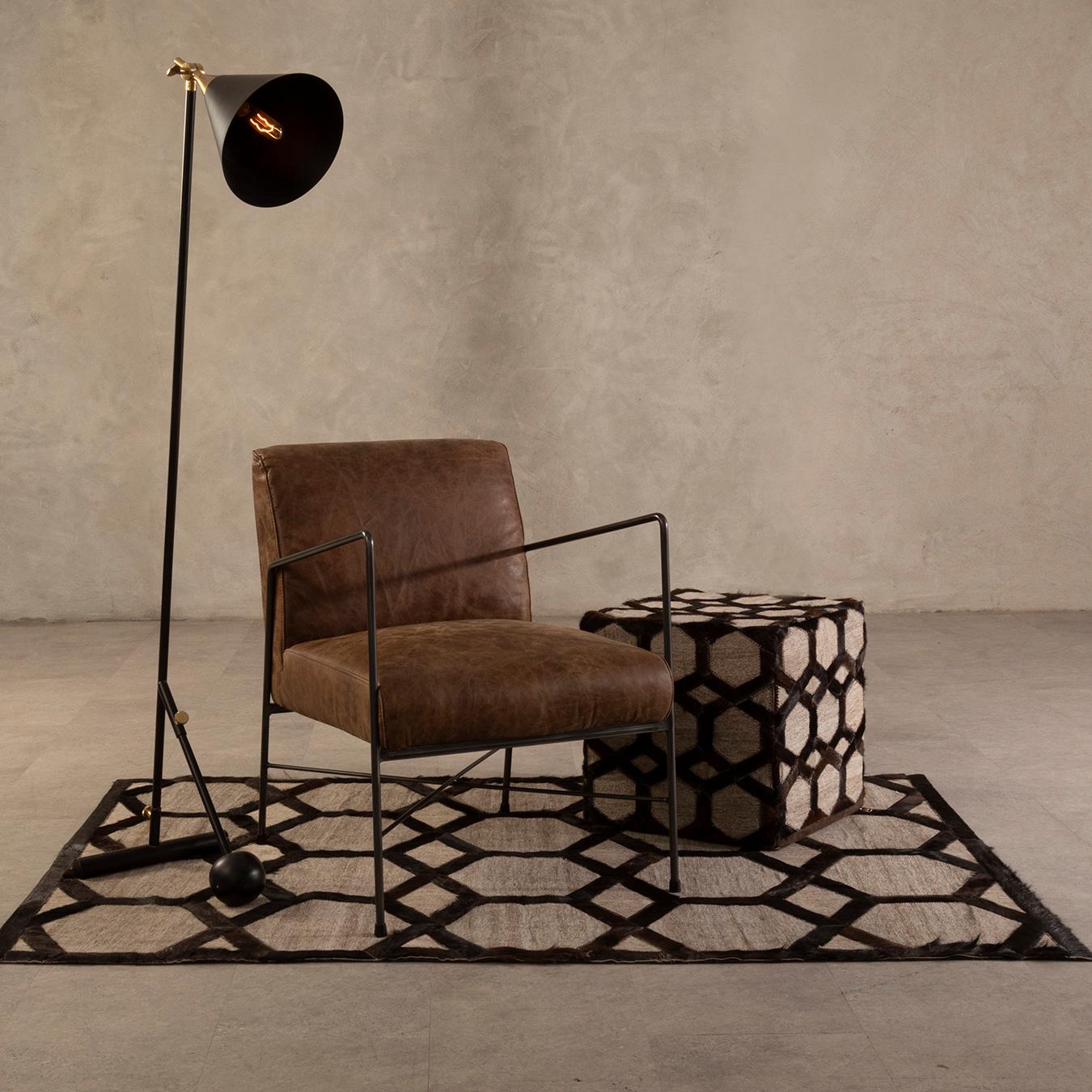 Safira Rug - Black Patchwork - Genuine Cowhide Leather by Fifty Five South