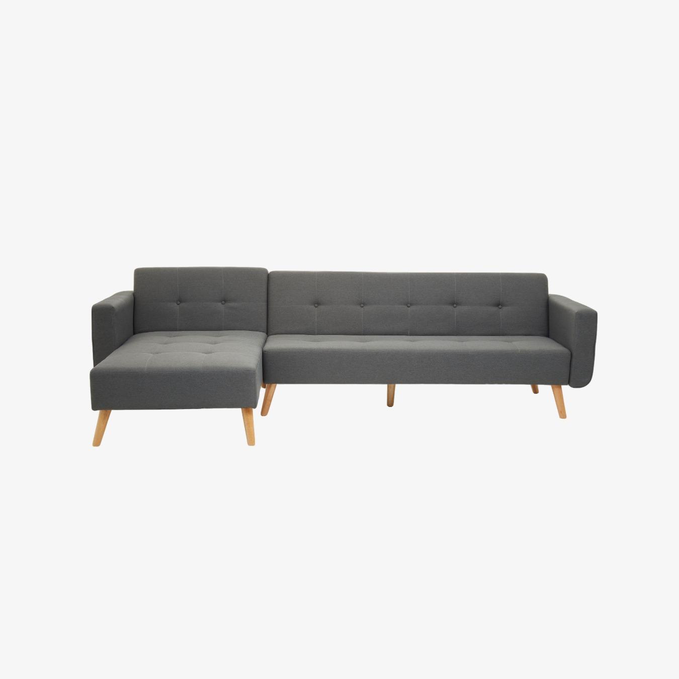 Hagen Sofa Bed - Grey Velvet / Oak by Fifty Five South