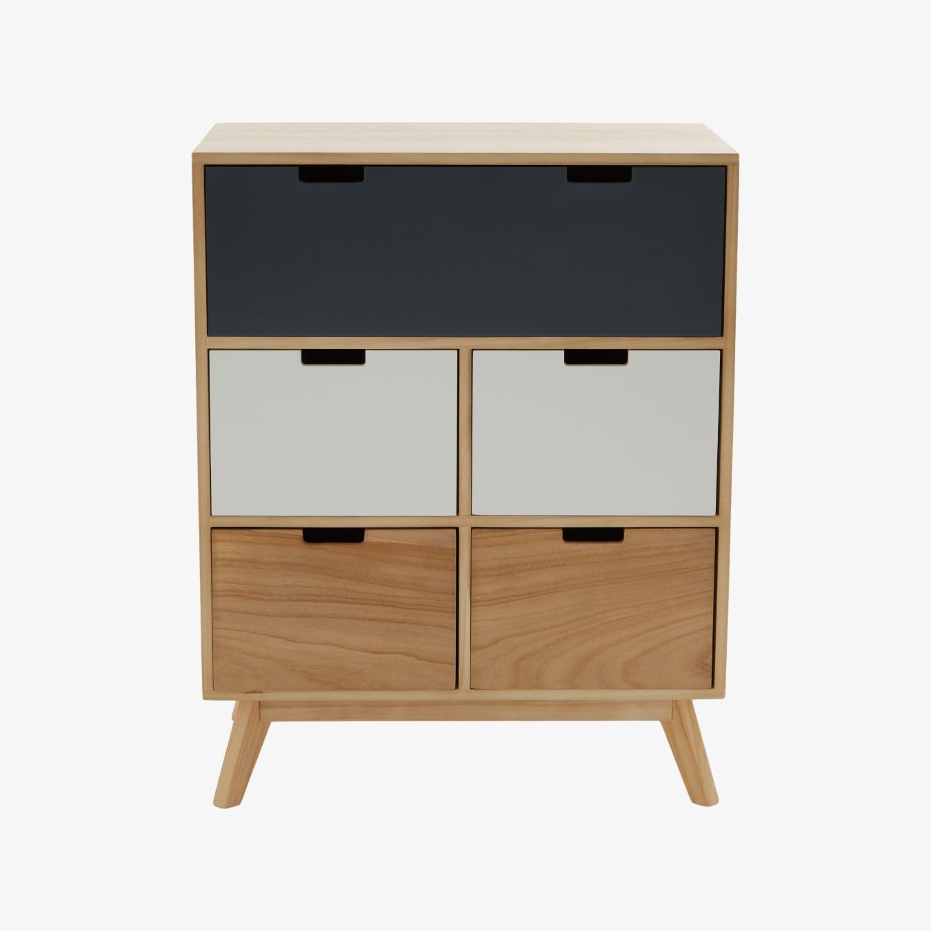 Watson 5-Drawer Chest - Natural / Grey / White by Fifty Five South