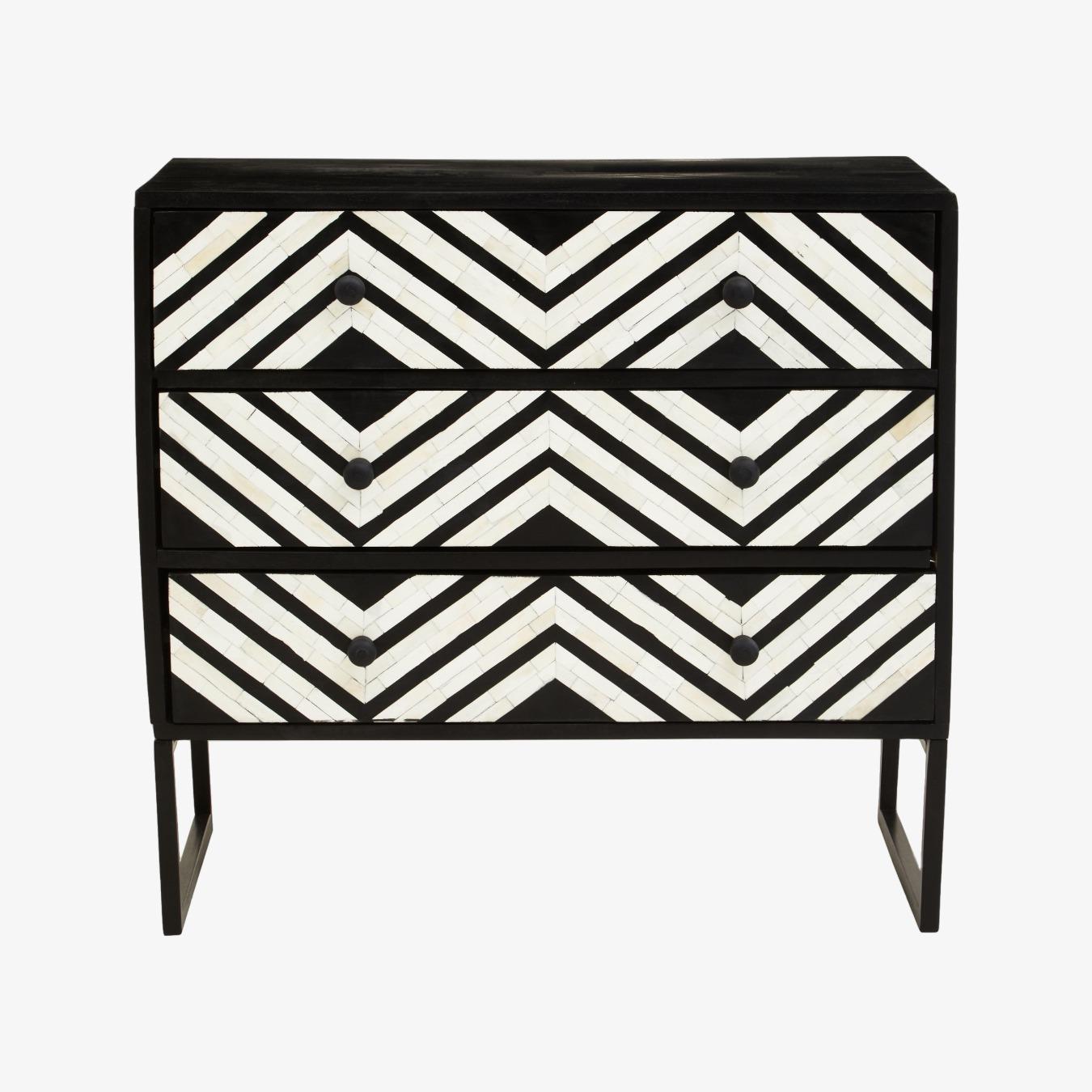 Fusion 3-Drawer Chest - Black / White by Fifty Five South