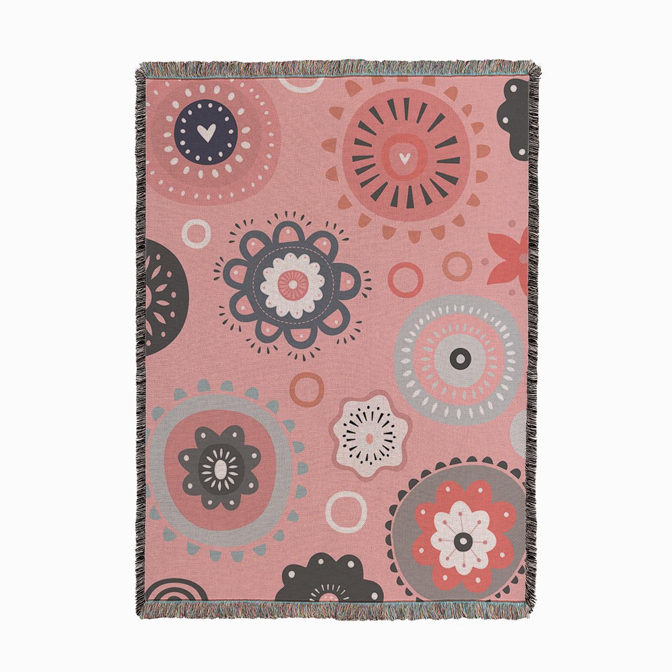 Doodle Flowers Woven Throw by Andrea Haase Textiles