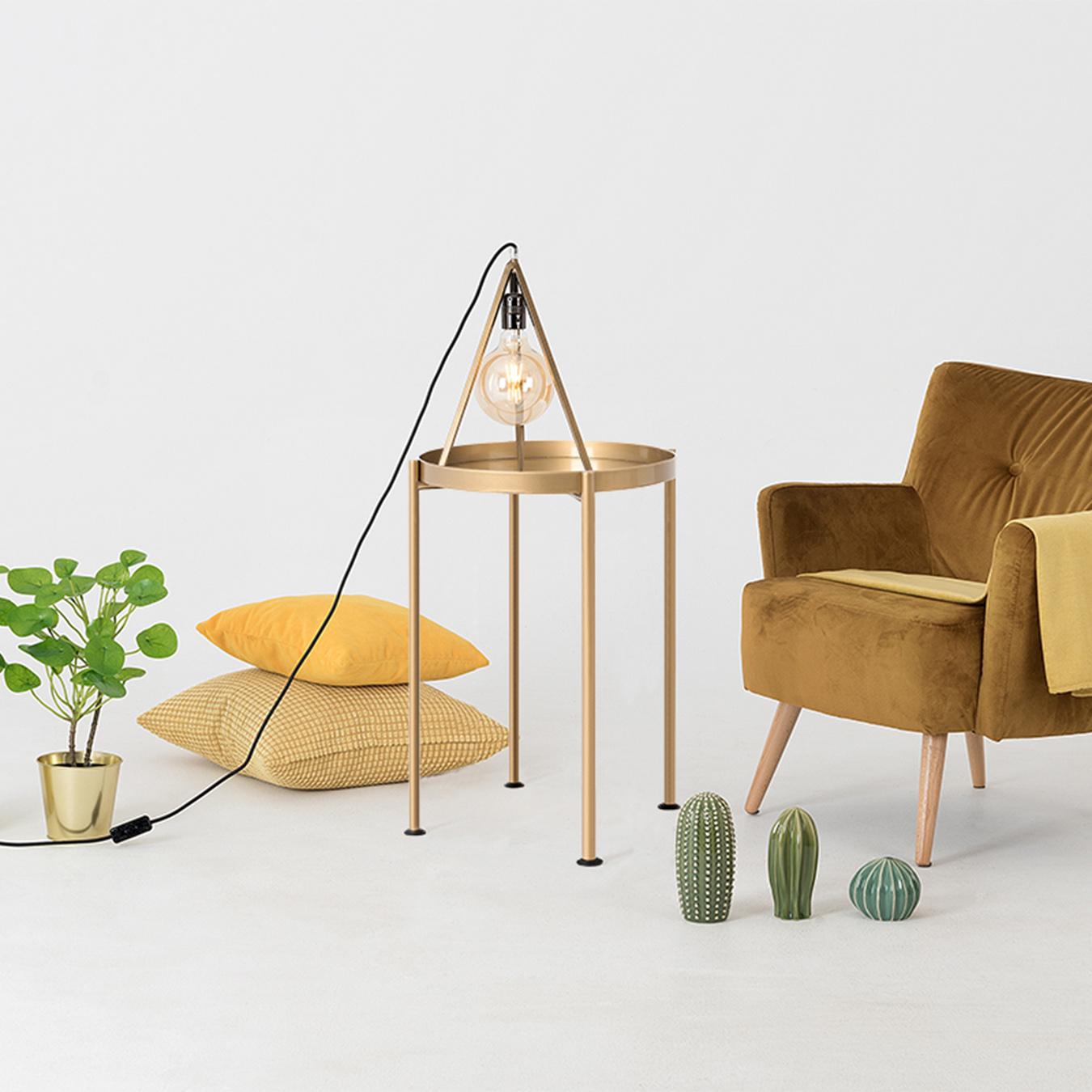 Hanna 1F / 40 Side Table - Gold by Custom Form