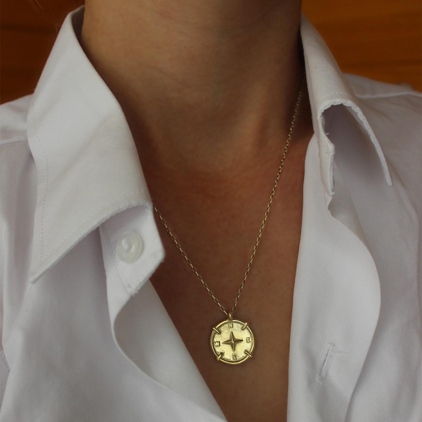 Compass Medallion Necklace - Gold by Magda Koenner Jewellery